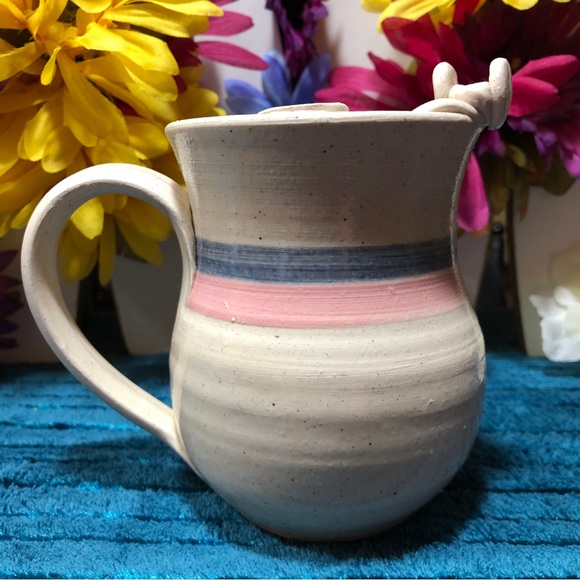 🆕 Francine Zajac Handmade Studio Pottery Art 3D Whimsical Cat & Mouse Clay Mug - Picture 2 of 14